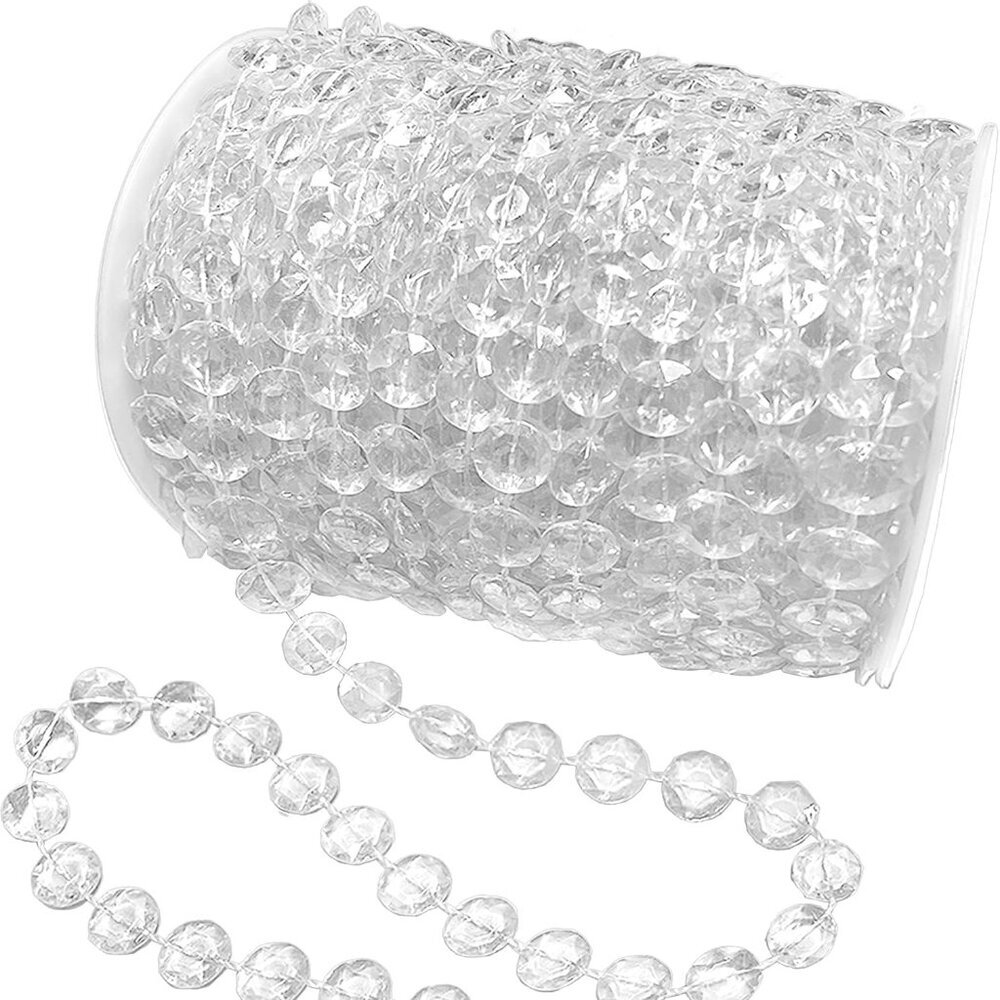 Crystal Garland Strand 99ft Clear Plastic Acrylic Crystal Bead Garland Roll Chri